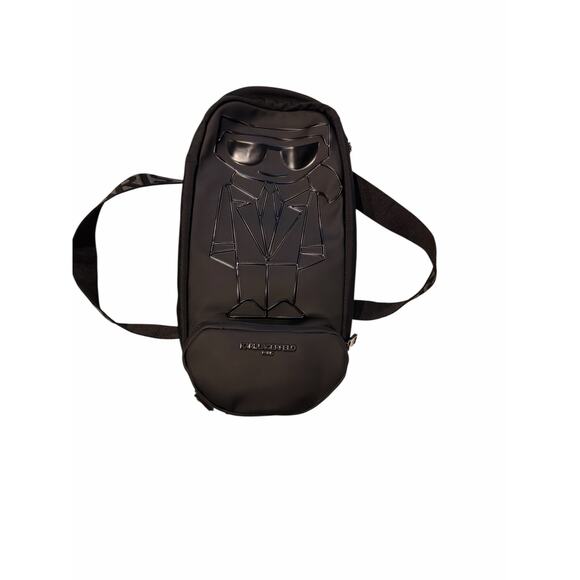 Karl Lagerfeld Paris K/Ikonik Black Embossed Sling Backpack